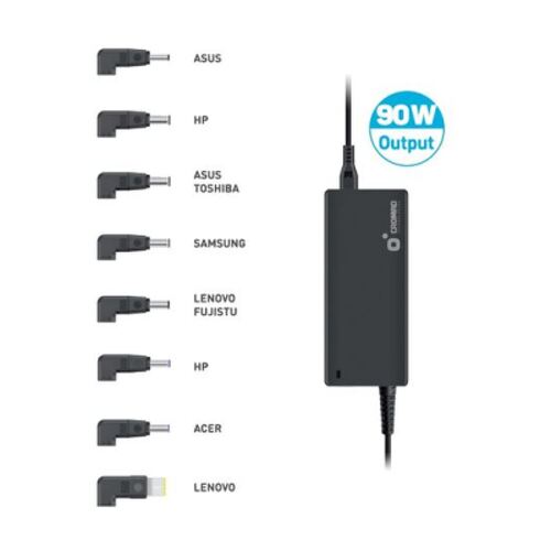 Carregador automático universal Cromad 90W - 8 pontas - Tensão 19-20V - Seletor automático de tensão - Proteção contra sobrecarga, curto-circuito e sobretensão - Cromad 167711