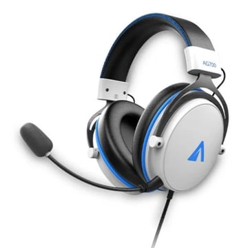 Auscultadores para jogos Abysm AG700 7.1 com microfone amovível - Banda para a cabeça ajustável - Auriculares almofadados - Controlos no cabo - Cabo de 1,20 m - Branco/azul - Abysm 233767