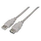 Cabo de Extensão USB 2.0 Aisens - Tipo A Macho para Tipo A Fêmea - 1,8 m - Cor Bege - Aisens A101-0013