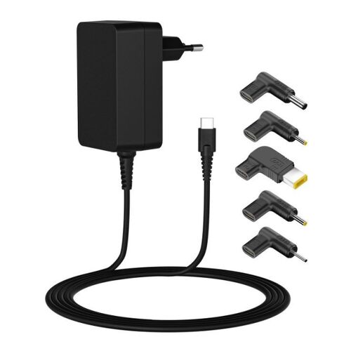 Carregador universal para portátil Leotec 45W USB-C Power Delivery 3.0 - 5 conectores diferentes - Proteção contra sobrecarga e curto-circuito - Leotec 241717