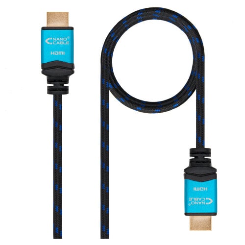 Nanocabo HDMI v2.0 Macho para HDMI v2.0 Macho 7m - 4K@60Hz 18Gbps - Alta Velocidade - Nylon Revestido Trançado - Cor Preto/Azul - Nanocable 10.15.3707