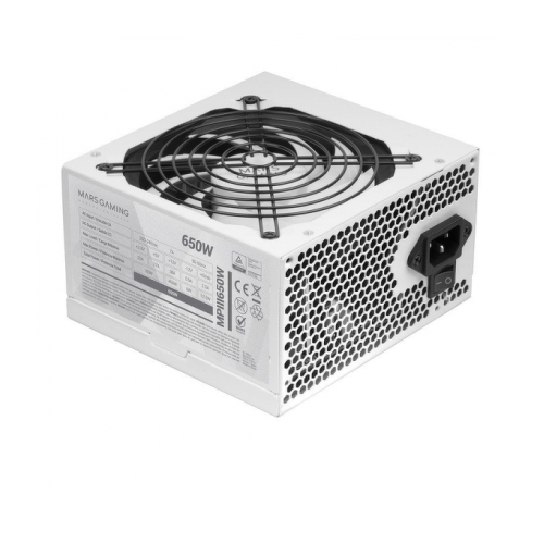 Mars Gaming MPIII650 Fuente de Alimentacion - Tecnologia AI-RPM Silenciosa - 99% Eficiencia DIGITAL APFC - Cables Planos Extra Largos - Certificacion TÜV Rheinland - Color Blanco - Mars Gaming 296672