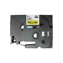 Fita laminada compatível com TZe-621. Texto preto sobre fundo amarelo. Largura: 9 mm. Comprimento: 8 m - TZe-621C (Compatível)
