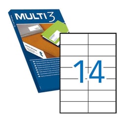 Multi3 Embalagem de 7.000 etiquetas brancas com rebordo reto - Tamanho 105 x 42,4 mm - Adesivo permanente - Para múltiplas utilizações - Multi3 199601