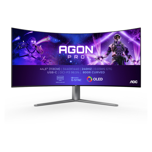 AOC MONITOR OLED 45" (44.5") 21:9 WQHD CURVO 0.03MS 240HZ HDMI USB HAS AG456UCZD - AOC AG456UCZD
