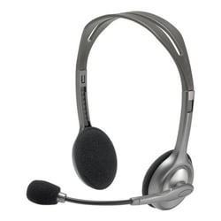 Logitech H110 Auscultadores estéreo com microfone dobrável - Banda para a cabeça ajustável - Ficha de 3,5 mm - Cabo de 1,80 m - Cinzento - Logitech 981-000271