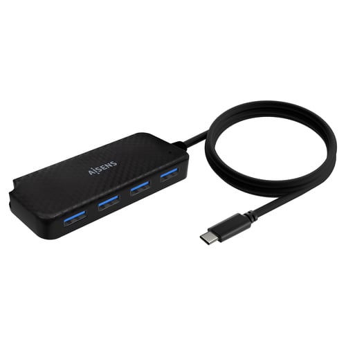 Concentrador USB 3.1 USB-C da Aisens - USB-C/M-4XT Tipo A/H - 60 cm - Preto - Aisens A109-0716