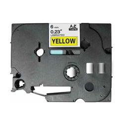 Fita de etiquetas laminadas genéricas Brother TZe611 - Texto preto sobre fundo amarelo - Largura 6 mm x 8 metros - BR-TZE611