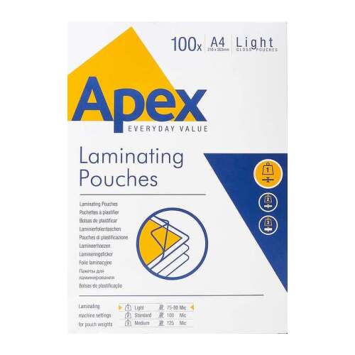 Fellowes Conjunto de 100 lâminas de plastificação brilhantes A4 - 75 microns - À prova de água - Transparente - Fellowes 6003201