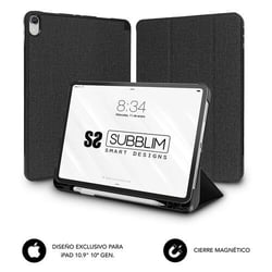 Capa Subblim Exclusiva para Ipad 10ª Geração 10,9 Polegadas - Capa anti-choque - Bordas reforçadas - Parte traseira rígida - Design ultra-leve - Função de suporte - Espaço para Apple Pencil - Fecho magnético - Preto - Subblim 234097