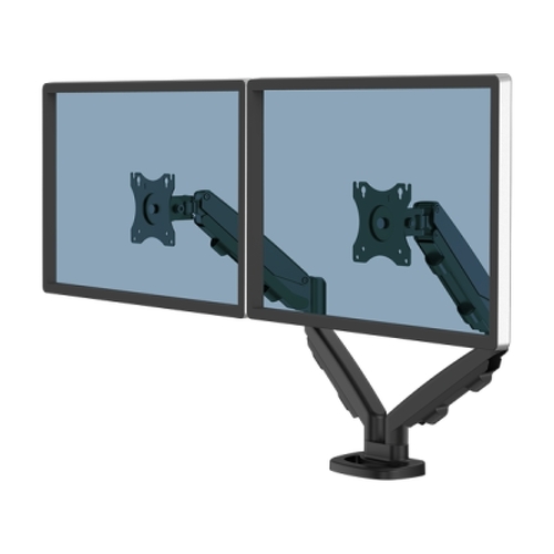 Braço duplo para monitor Eppa da Fellowes - Até 39" e 8kg - Ajustável com mola a gás - Sistema de gestão de cabos - Preto - Fellowes 9683401