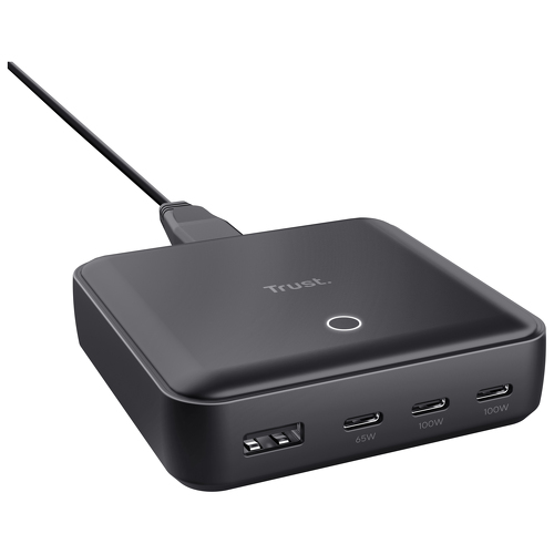 MAXO Carregador de secretária UBS com 4 portas de 100 W - Preto - Trust 25242