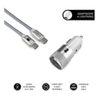 Subblim PD20W+QC3.0+C Carregador duplo para automóvel para cabo C/Lightning - 20W - Carregamento rápido simultâneo - Cabo USB C reversível - Cabo proprietário - Subblim 234512