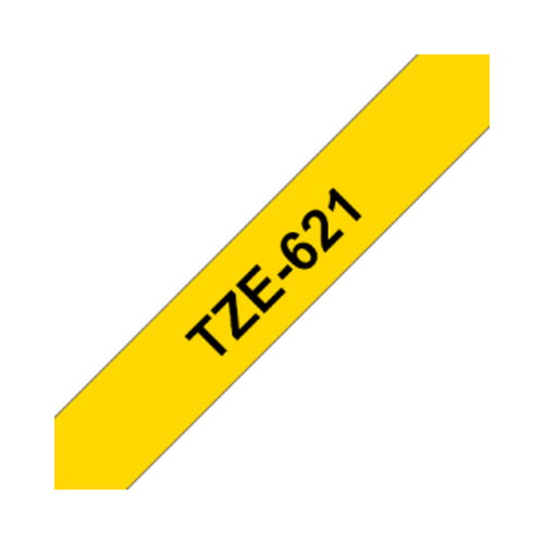 Fita Laminada 09mmx8mts Fundo Amarelo / Texto Preto - Brother BROTZ621