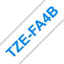Fita Têxtil. Texto azul sobre fundo branco. Largura: 18 mm. Comprimento: 3m - Brother TZeFA4B