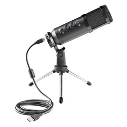 Microfone unidirecional NGS GMICX-110 com tripé - Ligação USB - Ficha de saída de áudio de 3,5 mm - Compatível com PS4, PS5 e PC - Cabo de 1,80 m - NGS GMICX-110