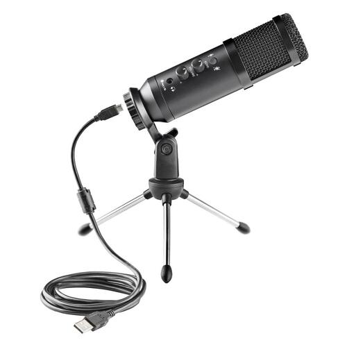 Microfone unidirecional NGS GMICX-110 com tripé - Ligação USB - Ficha de saída de áudio de 3,5 mm - Compatível com PS4, PS5 e PC - Cabo de 1,80 m - NGS GMICX-110