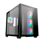 Abysm Danube Sava 285 BX203 Black ARGB Tower Case ATX, ITX, Micro ATX - Vidro temperado lateral e frontal - 3,5" e 2,5" - USB-A, USB-C e áudio - 4 aberturas ARGB instaladas - Suporta refrigeração líquida - Abysm 237462
