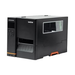 Impressora industrial de etiquetas de transferência térmica e tecnologia térmica direta com uma resolução de 203ppp e ribbon de 600m. Visor LCD a cores, grande conectividade e design robusto para ambientes de alta produção - Brother TJ-4420TN