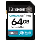 64GB SDXC Canvas Go Plus Gen4 200MB/s C10 UHS-I U3 V30 - Kingston SDG4/64GB