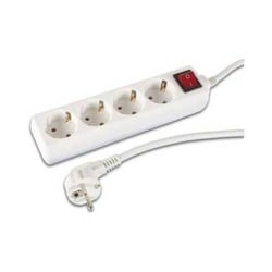 Bloco 4 Tomadas + Interruptor Cabo 1,5mts - Perel VELEB4S-G