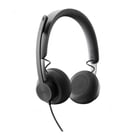 Logitech Zone Wired MS Teams USB-C Wireless USB-C Dual USB-C Wireless Headset com microfone - Banda para a cabeça ajustável - Almofadas para a cabeça almofadadas - Controlos para o auricular - Entrada de cabo de 1,90 m - Preto - Logitech 981-000870