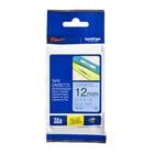 Fita laminada. Texto preto sobre fundo azul. Largura: 12 mm. Comprimento: 8 m - Brother TZe531