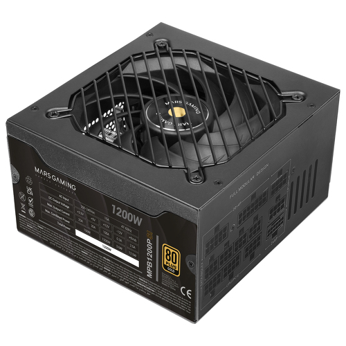 Mars Gaming MPB1200PSI Fonte de alimentação ATX 3.1 totalmente modular de 1200 W, 80 PLUS Gold - Mars Gaming MPB1200PSI