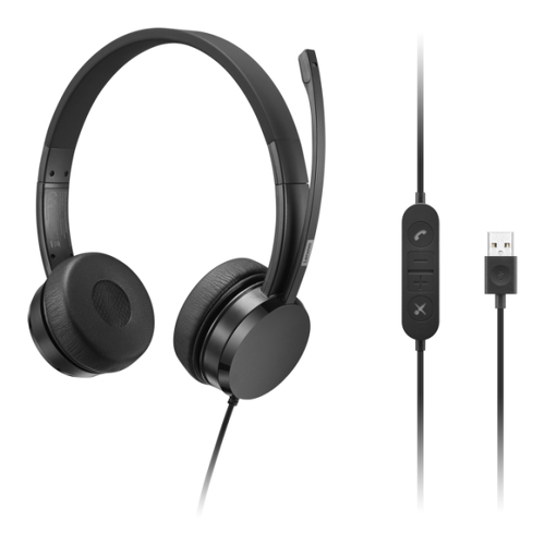 Lenovo USB-A Wired Stereo On-Ear Headset with Control Box - Lenovo 4XD1K18260