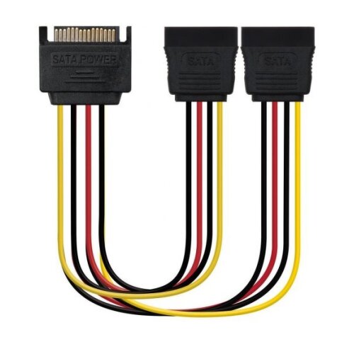 Cabo de alimentação SATA nanocabo macho para 2x SATA fêmea 0,20 m - Nanocable 10.19.0103