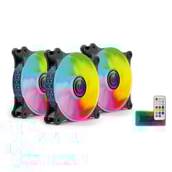 Ventoinha MARS GAMING MF-3DKIT,3X12CM INFI MIRROR FAN,10C ARGB CONTROL BOX,RF REMOTE &MB CONTROL,BLK - Mars Gaming MF3DKIT