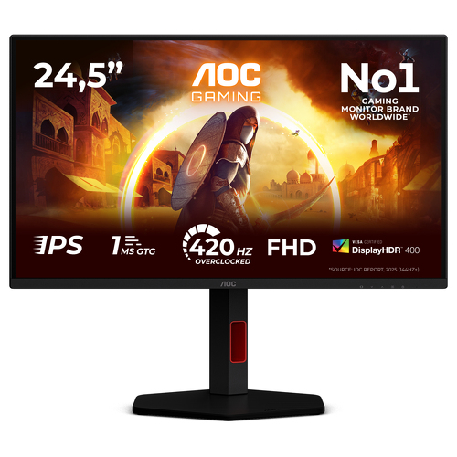 AOC Monitor VA de 25" (24,5) FHD, 1 ms, 400 Hz, HDMI, DP, USB; referência: 25G4KUR - AOC 25G4KUR