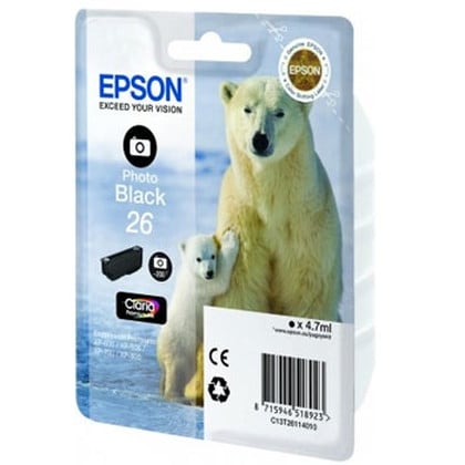 Epson Polar bear Tinteiro Preto Foto Série 26 Urso Polar Tinta Claria Premium - Epson C13T26114010
