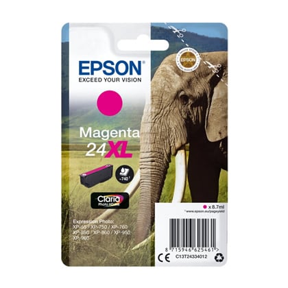 Epson Elephant Tinteiro Magenta Série 24XL Elefante Tinta Claria Photo HD - Epson C13T24334010