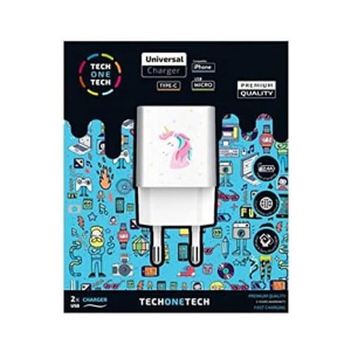 Carregador de parede duplo USB-A TechOneTech Unicorn Dream - Alto desempenho - TechOneTech 144369