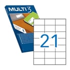 Multi3 Embalagem de 10.500 etiquetas brancas com rebordo reto, tamanho 70,0X42,4mm, com adesivo permanente para múltiplas utilizações - Multi3 199676