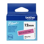 Fita Btag-P31, 12mm, preto sobre rosa - Brother BTAG-P31