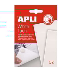 Apli Tack Masilla Blanca 57g - Adhesivo Reutilizable - No Deja Residuos - Facil de Moldear - Blanco - APLI 17061