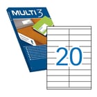 Multi3 Embalagem de 2.000 etiquetas brancas com rebordo reto, tamanho 105,0X29,0mm, com adesivo permanente para múltiplas utilizações - Multi3 199766