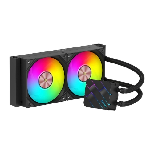 Kit de resfriamento líquido Abysm Oceanic TIDE 240 ARGB - 2 ventoinhas de 120 mm - Iluminação ARGB - Bomba de 2500 rpm - Tubo de 3,4 mm - Preto - Abysm AB324013