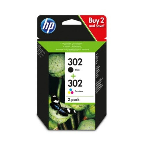 Pacote de 2 cartuchos de tinta originais HP 302 preto + colorido - X4D37AE - HP X4D37AE