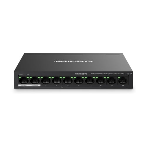 Mercusys Switch de secretária de 10 portas a 10/100 Mbps com 8 portas PoE+ - Mercusys MS110P