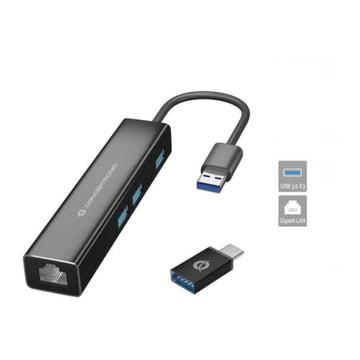 CONCEPTRONIC HUB USB-C 3XUSB3.0 1xRJ45 + ADAPT USB-C PARA USB-A - Conceptronic 110516307101