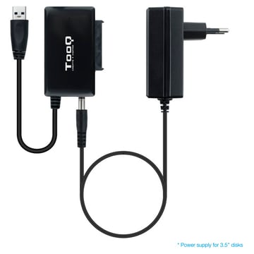 Adaptador Tooq USB 3.0 USB-A para SATA para unidades de disco rígido de 2,5 e 3,5 com fonte de alimentação - Preto - Tooq TQHDA-01A