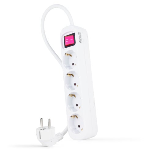 Faixa de Proteção Nanocabo com 4 Shucks - Cabo de 1,40m - Interruptor Liga/Desliga - Cor Branca - Nanocable 10.37.0004