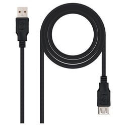 Cabo de extensão nanocabo USB-A 2.0 macho para USB-A fêmea 3m - Nanocable 10.01.0204-BK