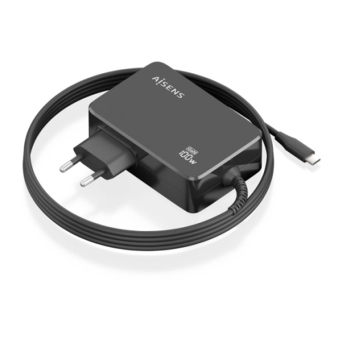 Carregador para portátil Aisens GaN USB-C/PD 100W PD3.0 - Cabo 1,80m - Preto - Aisens ASCH-1PD100WL50-BK