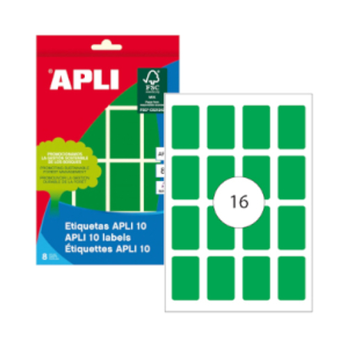 Etiquetas 025x040mm 8Fls A5 Verde Apli 12un - APLI APL2757