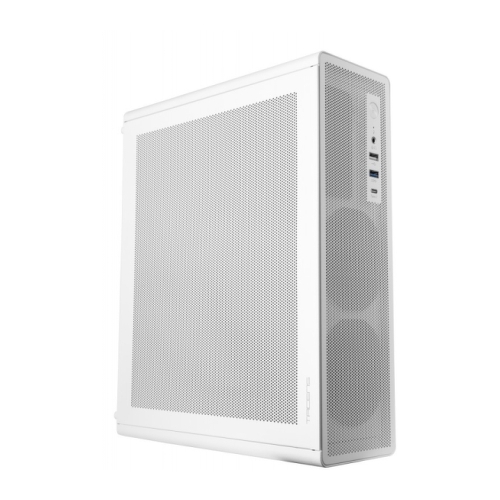 Caixa Mini Torre Micro ATX Ultra Compacta Tacens Aerom Slim 500 - Ventoinha FDB de 90mm - Fonte de Alimentação TFX de 500W - Painel frontal e lateral em rede - Porta USB-A/USB-C/áudio - 334x272x102mm - Cor Branco - Tacens 2AEROSLIM500W