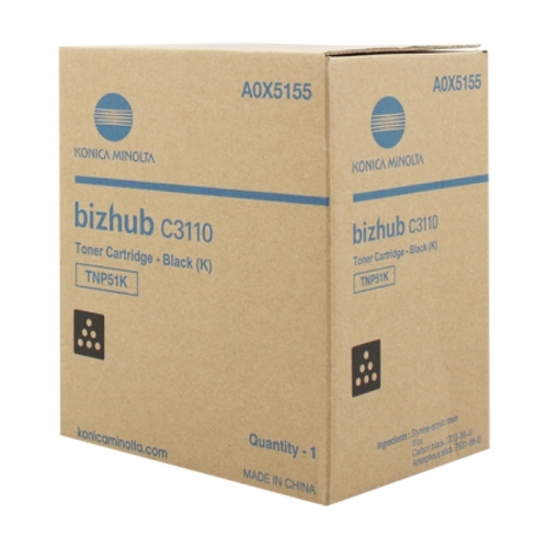 Cartucho de toner Konica Minolta TNP51 preto original - TNP51K/A0X5155 - Konica Minolta TNP51K